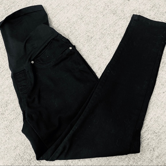BellaVida Maternity Ankle Jeans, Black, Size Large - Picture 1 of 4
